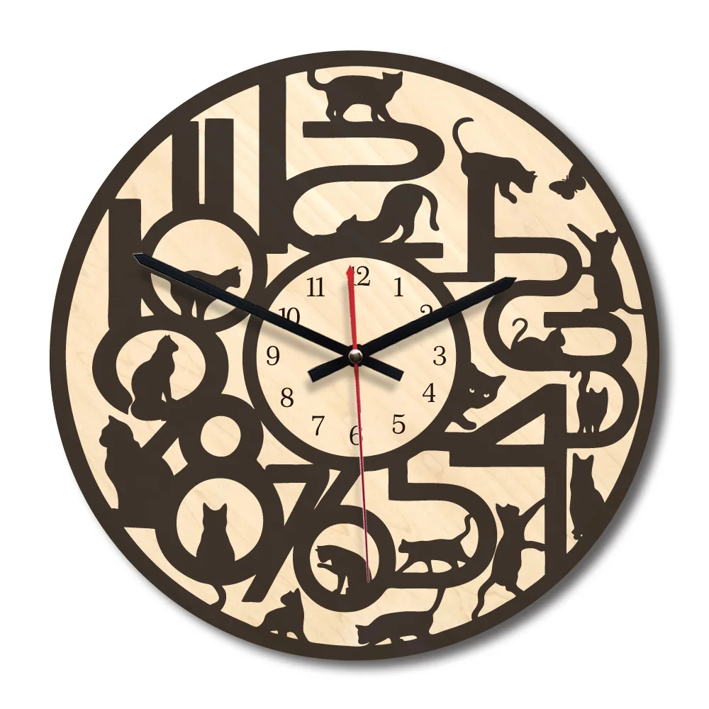 М. Сверкающие настенные часы деревянные Гостиная Искусство клип и паста