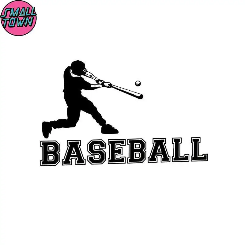 

Small Town 13.6CM*8.6CM Baseball Player Sport Stickers Decals Vinyl Car-Styling Black/Silver C31-0163