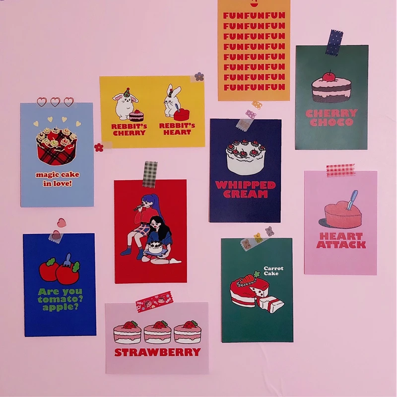 Ins популярный стиль Корейский простой торт на день рождения иллюстрация открытка