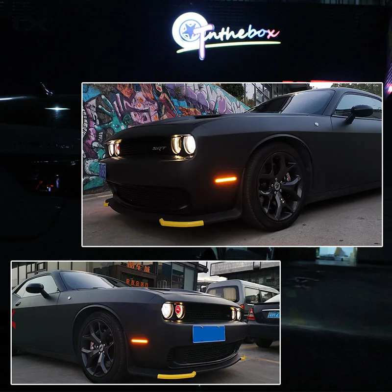 

2PCS Smoked Lens Amber LED Car Front Bumper Side Marker Lights For 2015-2020 Dodge Challenger Fender Side Marker Lights 12V