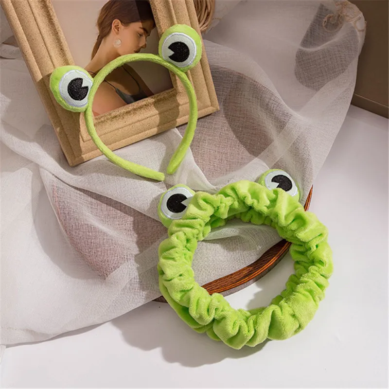 

Cute Plush Doll Headband Fun Frog Funny Makeup Head Band Width Edge Tighten Headband Women Girls Cute Cartoon Frog Headpiece