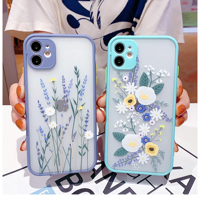 Чехол для OPPO A9 A5 2020 Модный чехол с милыми цветами Realme 5 C11 C15 A3S A5S A7 A52 A92 Матовые