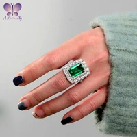 100 925 sterling silver 10x14 mm emerald cut high quality sona simulation diamond female ring luxury jewelry