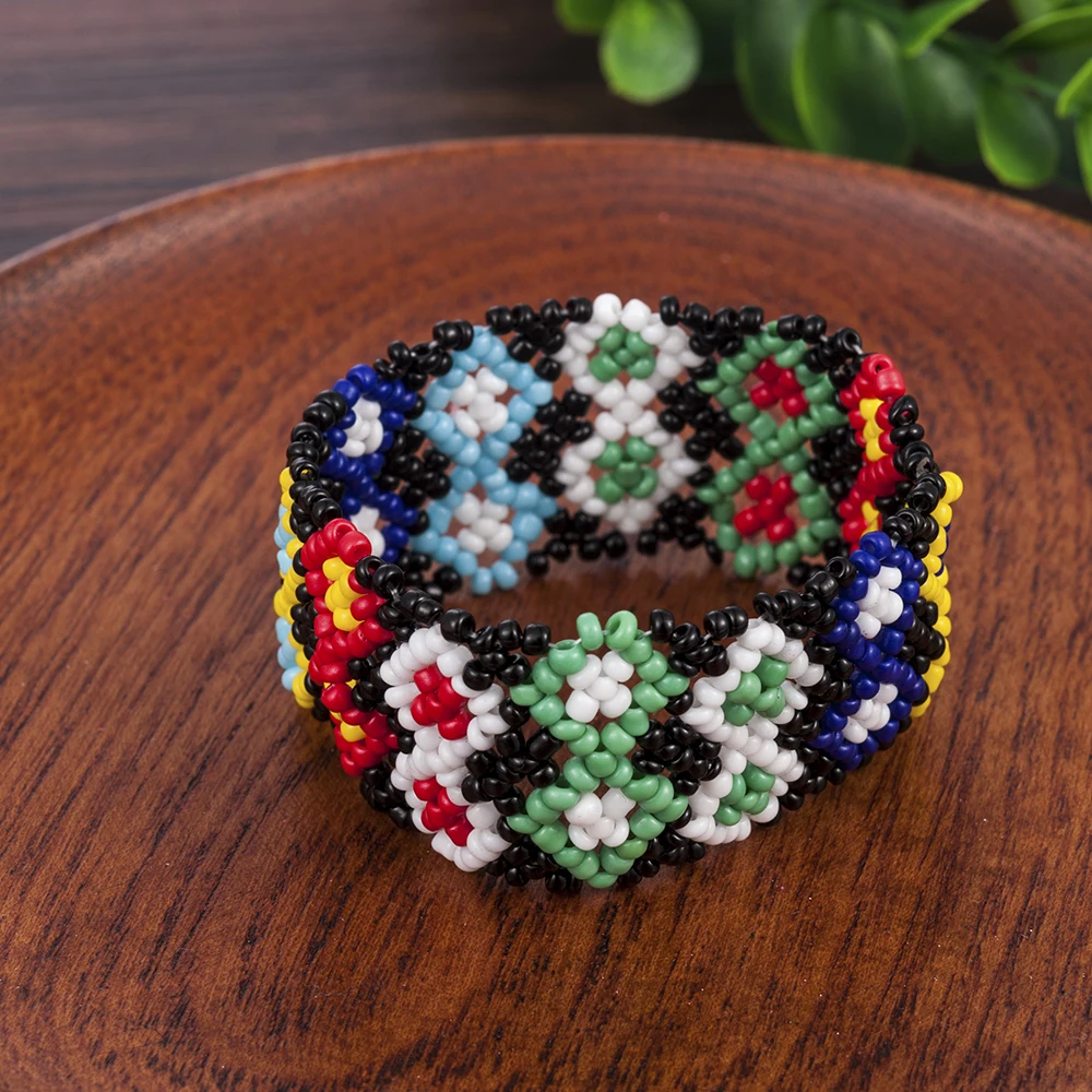 Уникальный Boho женский Печатный узор эластичный браслет из бусин тотем узор ручной работы эластичный браслет ювелирные изделия