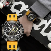 naviforce fashion sport mens watch digital chronograph alarm clock silicone strap waterproof luminous quartz wristwatches 2021