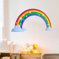 cute diy hand drawn colorful rainbow clouds wall sticker kindergarten childrens room bedroom room home decoration mural