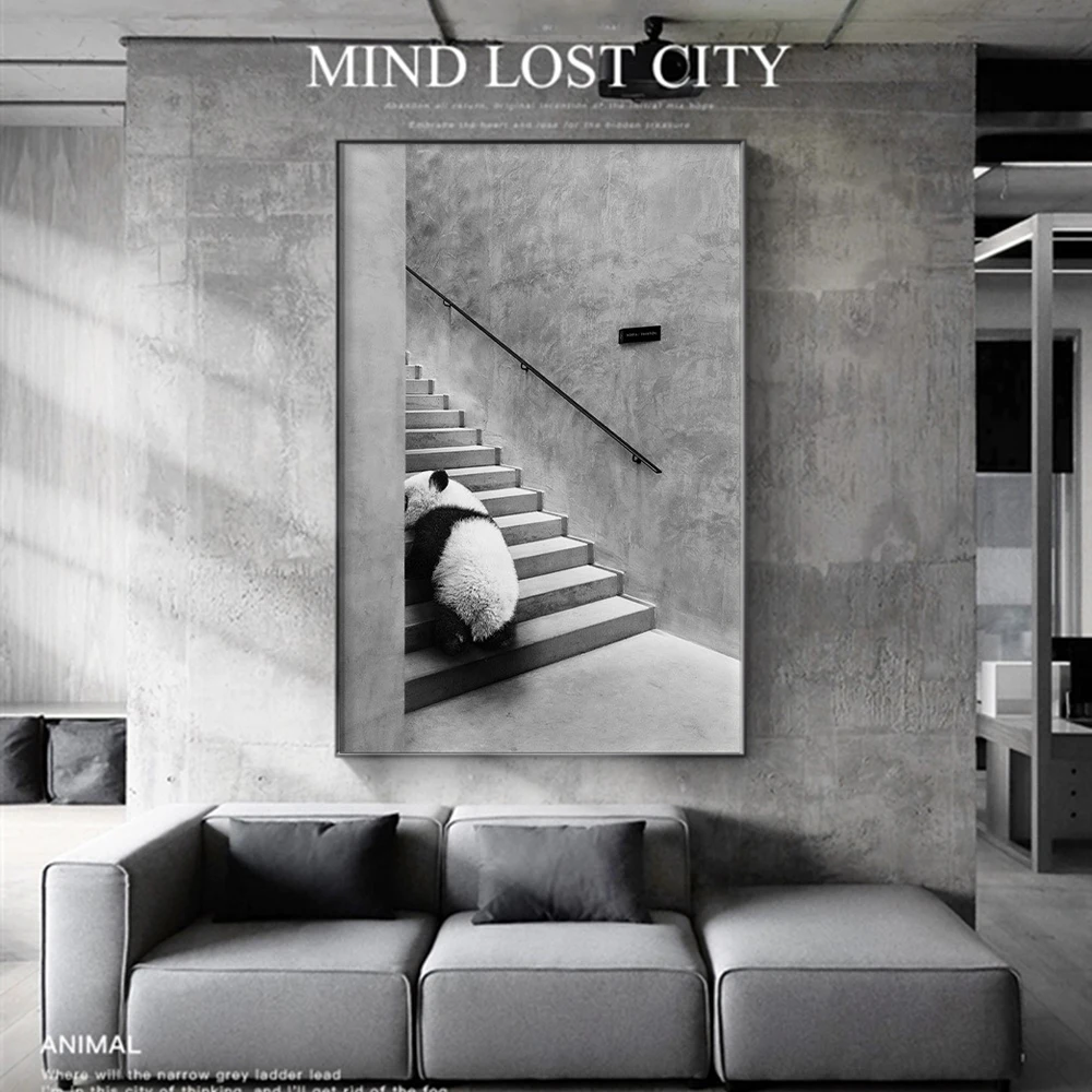 

Black And White Panda Animal Canvas Painting Nordic Simplicity Style Poster For Living Room Wall Decorative Pictures Home Decor