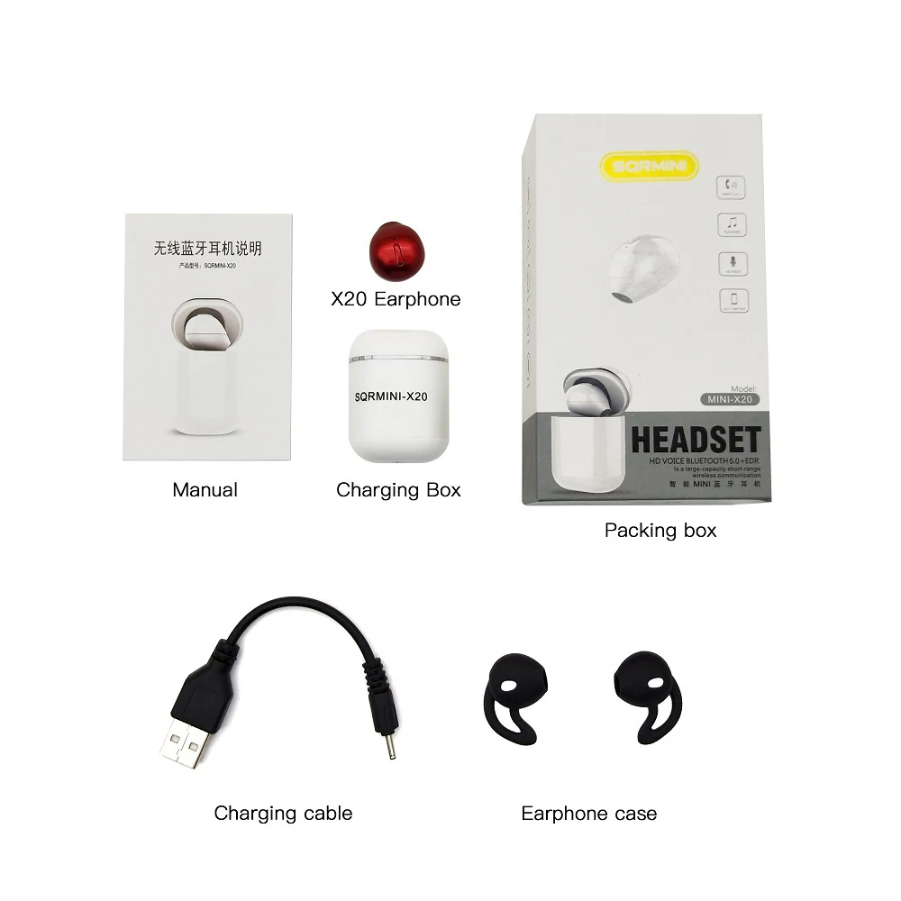 

X20 Tws Earphone Wireless Bluetooth 4.0 Earphone Mini Earbuds With Mic Charging Box Sport Headset For Smart Phone