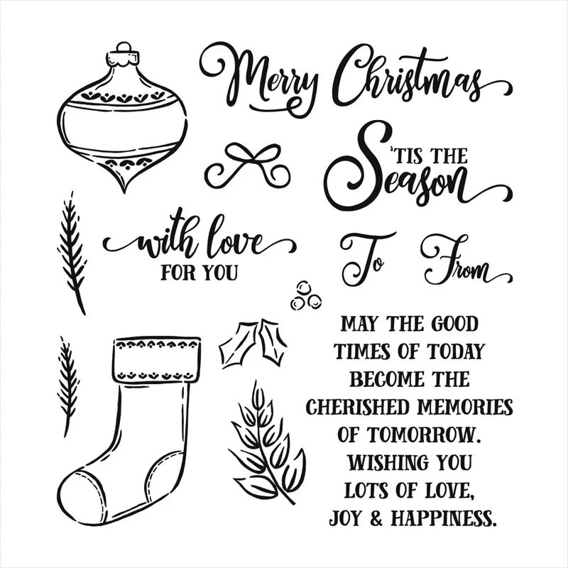 

Clear Stamps Merry Chritmas Season Cherished Memories Wishing Joy Happiness For DIY Scrapbook Photo Album Craft Card 2021 New