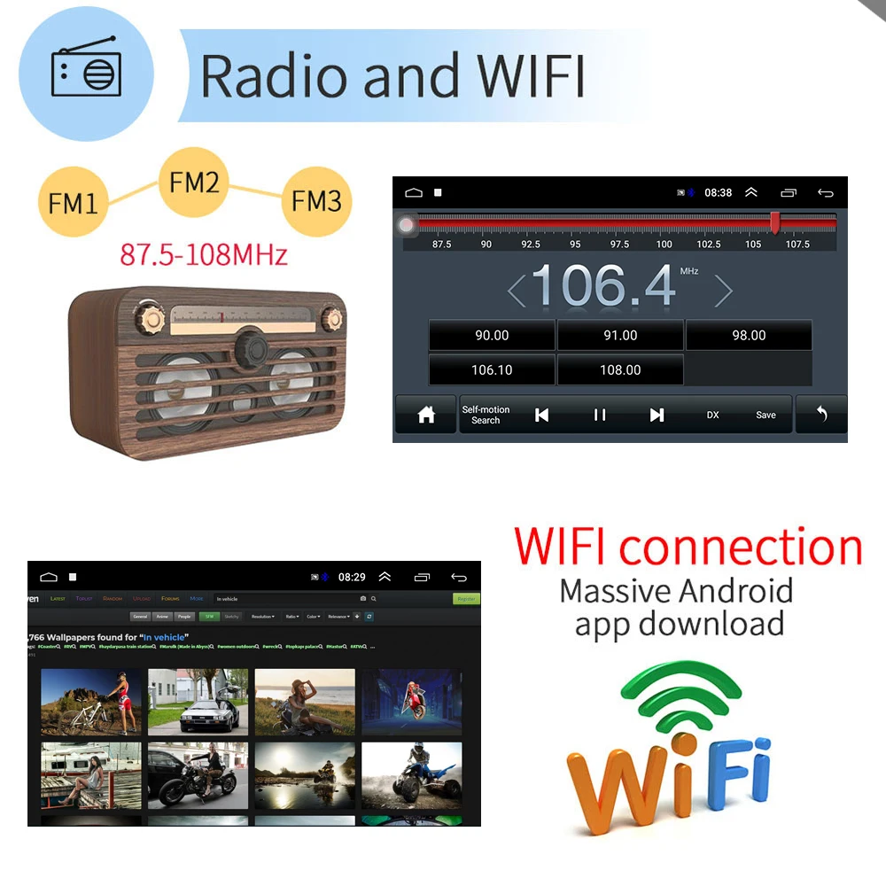 Автомагнитола Podofo 2DIN Android 2 ГБ + 16 GPS Bluetooth Wi Fi Mirrorlink MP5 плеер|Автомагнитолы| |