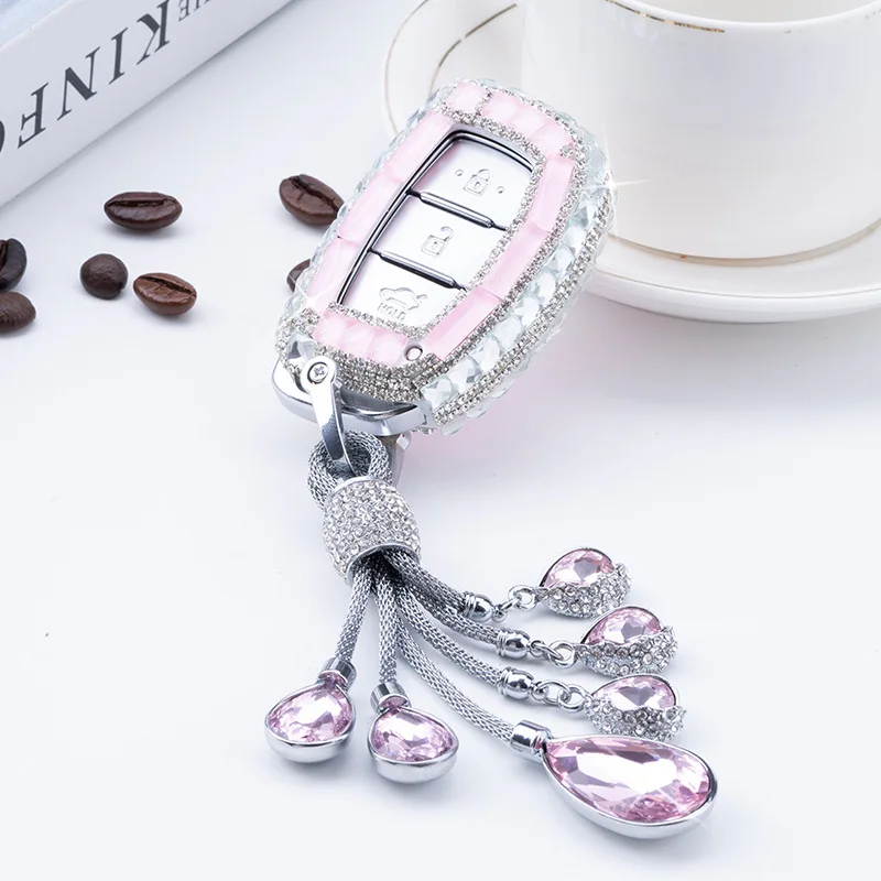 Алмазный чехол для автомобильного ключа держатель Hyundai Creta I10 I20 Tucson Elantra Santa Fe 2016 2017