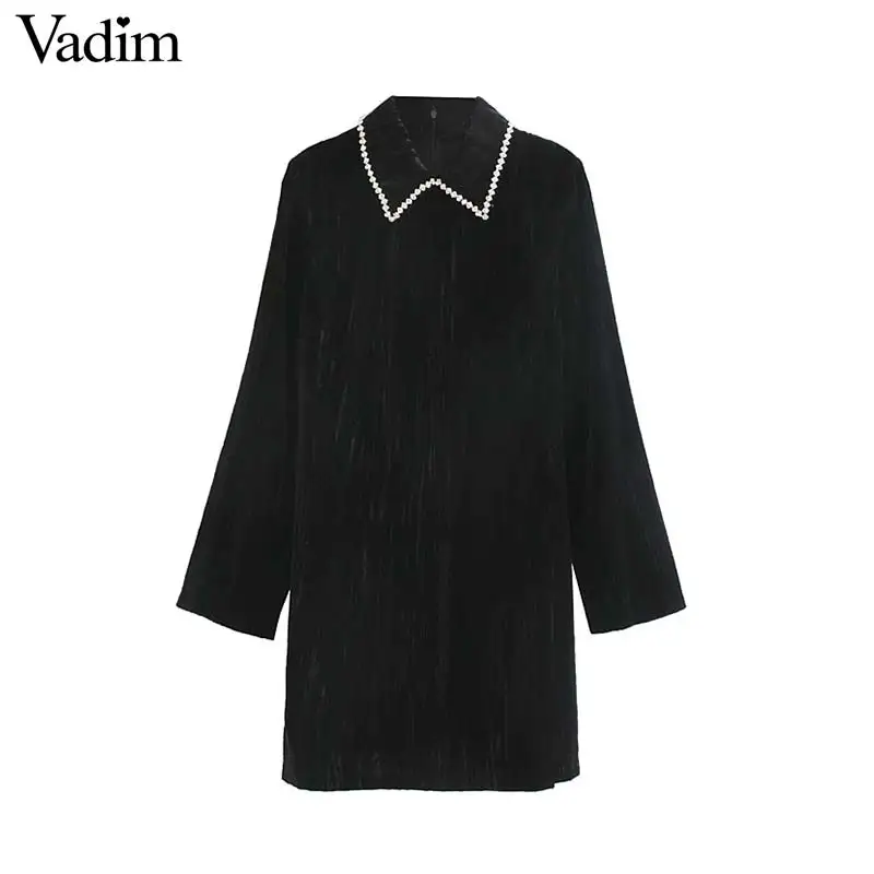 Женское элегантное платье vadim Черное мини с длинным рукавом на молнии сзади