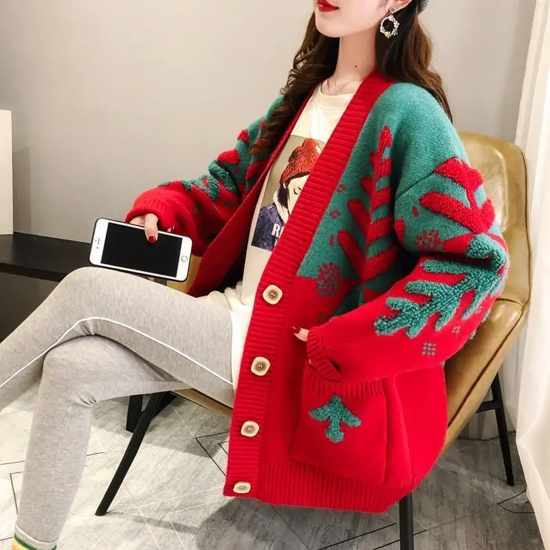 

Women Cardigan Sweater New Female Oversize itself Sweater Coat Ladies Thick Korean Style Lazy Autumn Winter Sweater Casual Tops