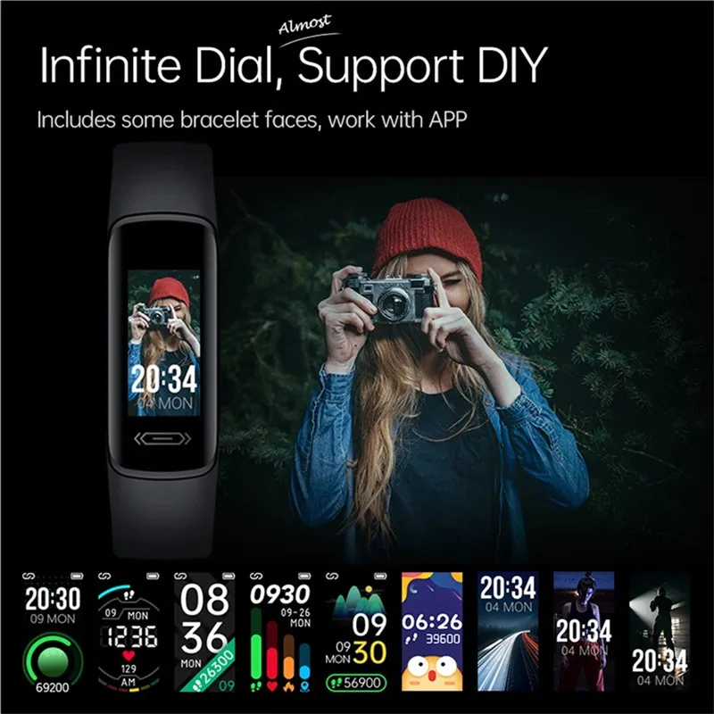 

V101 Thermometer Men Women Smart Watch Fitness Tracker Heart Rate Monitor Sports Band Ip68 Waterproof Bracelet For Android Ios
