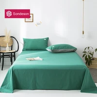 sondeson beauty 100 cotton dark green flat sheet single twin double queen king healthy 15 color bed sheet set pillowcase 3pcs