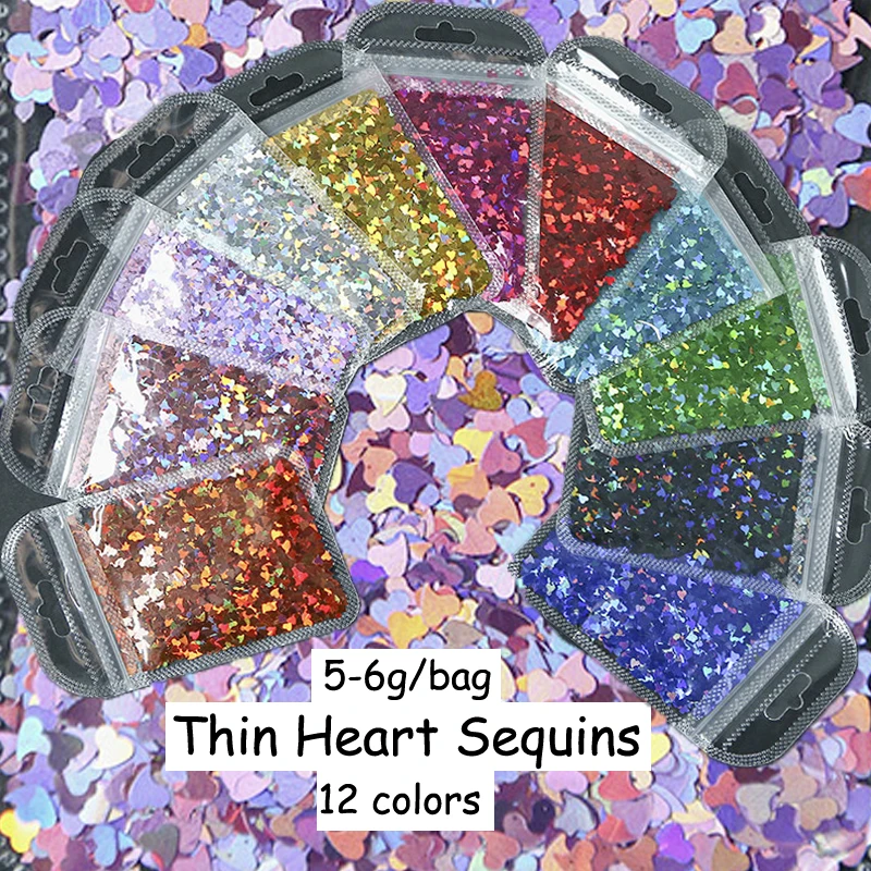 

5-6g Per Bag#PD Nail Holographic Sequins Flake 12 Colors=One Set Manicure Sequins Set Colorful Shiny Spangle Pailettes For Nails