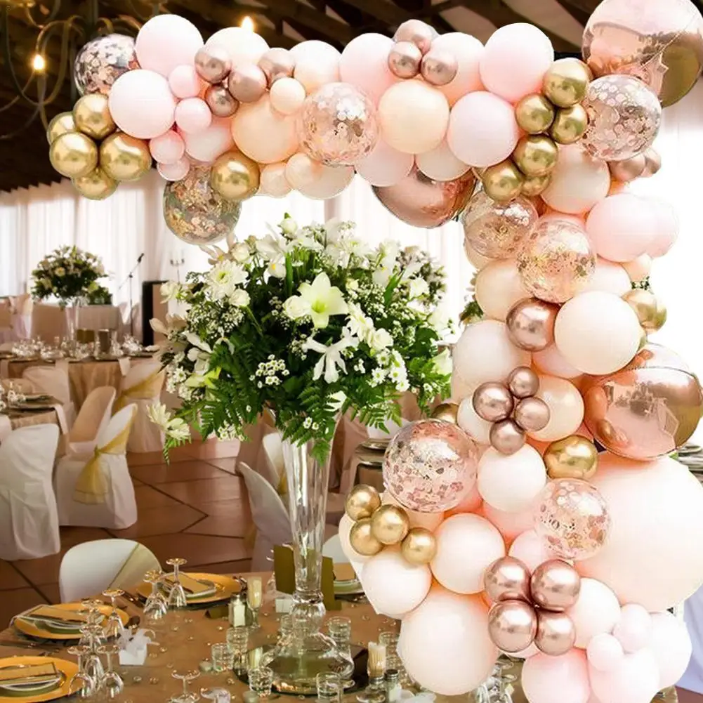 

96 шт. Morandi персиковые воздушные шары, гирлянда, желтые, хромированные, розовые, золотые, 4D воздушные шары для детского праздника, свадьбы, дня ...