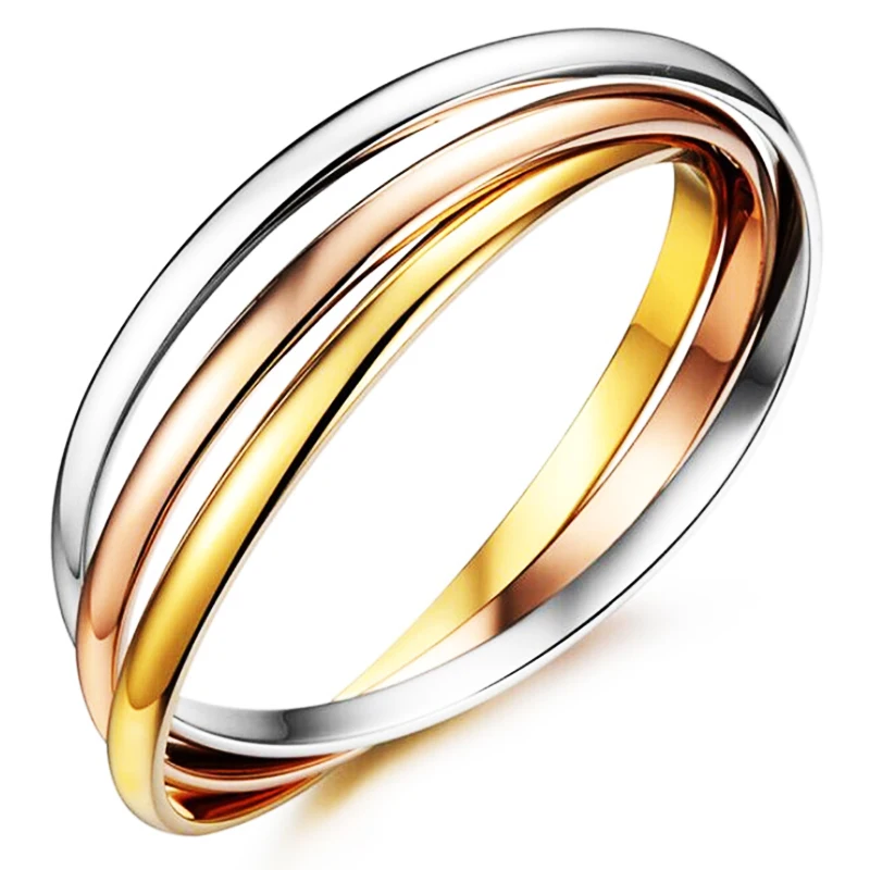 

Fashion simple three-ring eBay bracelet female titanium steel rose gold gold steel color three-color suit female bracelet