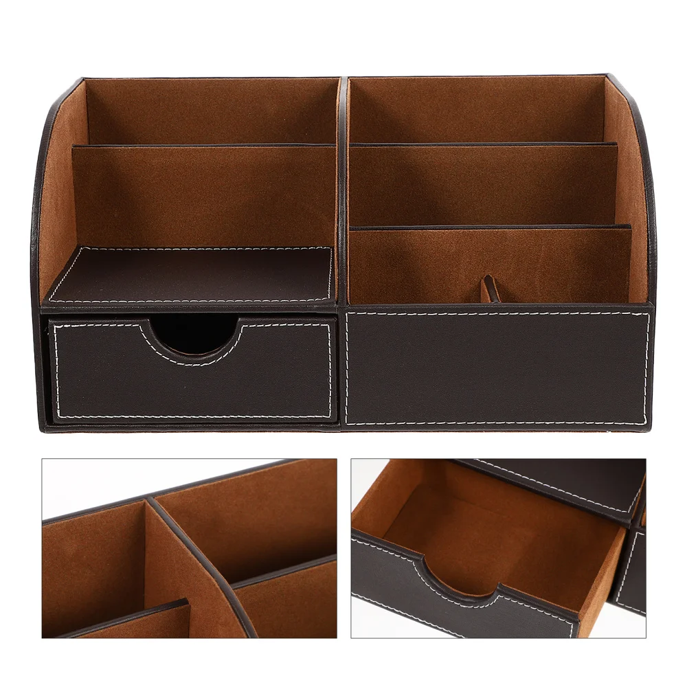 

Pen Holder Office PU Leather Pen Storage Organizer School Stationary Holder