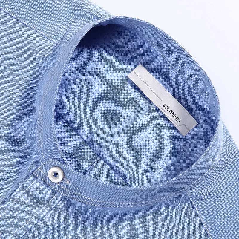 LANGMENG 2017 men plus size 5XL casual shirt mens long sleeve business shirts brand solid dress white blue Mandarin collar | Мужская
