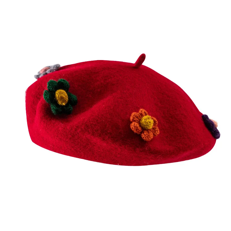 

Flowers beret Venus HongQiuDong Japanese wool Buds cap pumpkin cap painter han edition hat cap