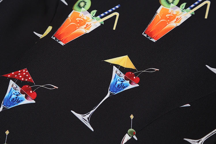 SEQINYY Black Blazer Autumn New Fashion Design Long Sleeve Women Wine Glass Printed Female Jacket