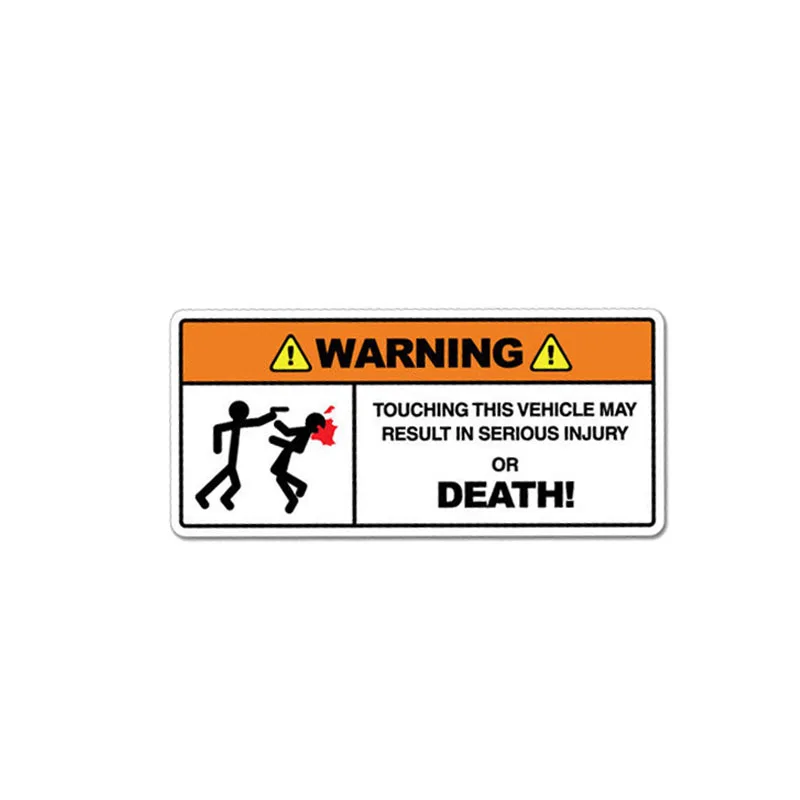 

Warning Car Sticker Touching This Vehicle May Result Serious Injury or Death PVC Decal Sunscreen Waterproof 11CM*5CM