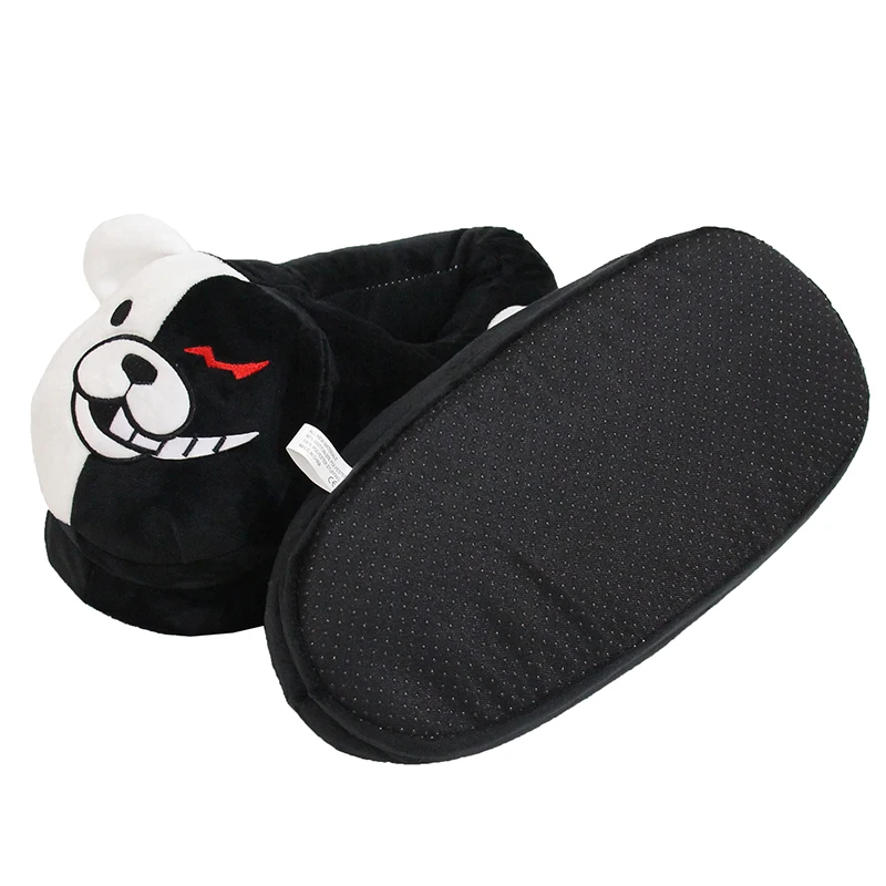 2021 Plush Soft Slippers Women Men Monokuma Kigurumis Black White Animal Bear Home Shoes Cartoon Cute House Slipper Big Size 42