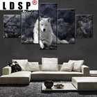 Абстрактные модульные холщовые картины LDSP с 5 панелями, постеры с принтами животных, волк, настенные картины, домашний декор, гостиная без рамки