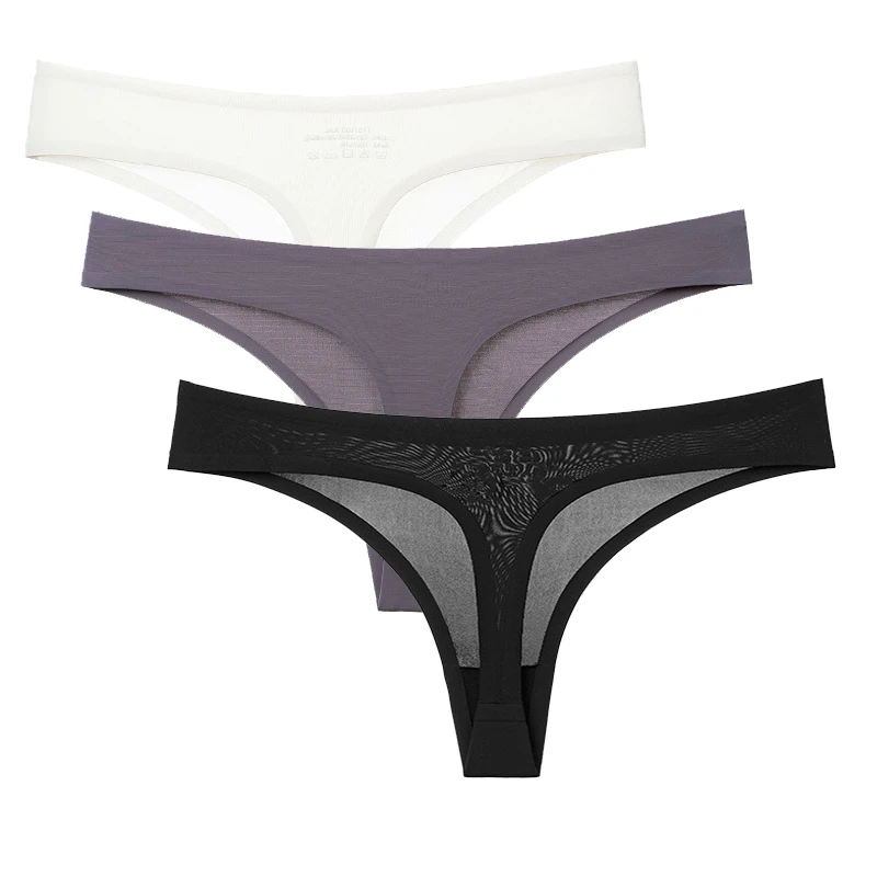 Стринги женские бесшовные с низкой посадкой пикантные шелковые трусики стринги