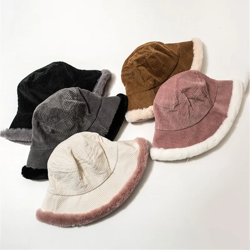 

Fisherman Hat Women Autumn Winter Soft Sister Cute Sweet Thick Solid Color Hat Curling Warm Woolen Basin Caps