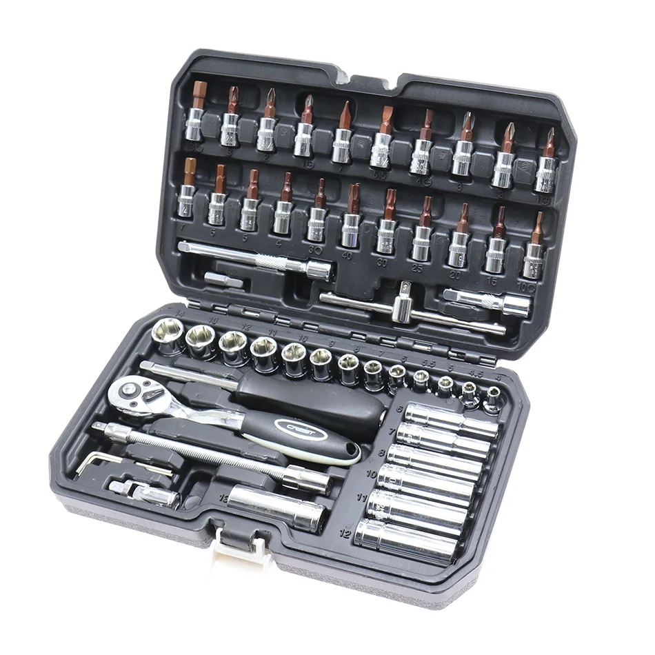 

ZHCY 1/4-Inch Socket Wrench 53 Pcs Set Ratchet Spanner Professional Bicycle Car Repair Tool Kits