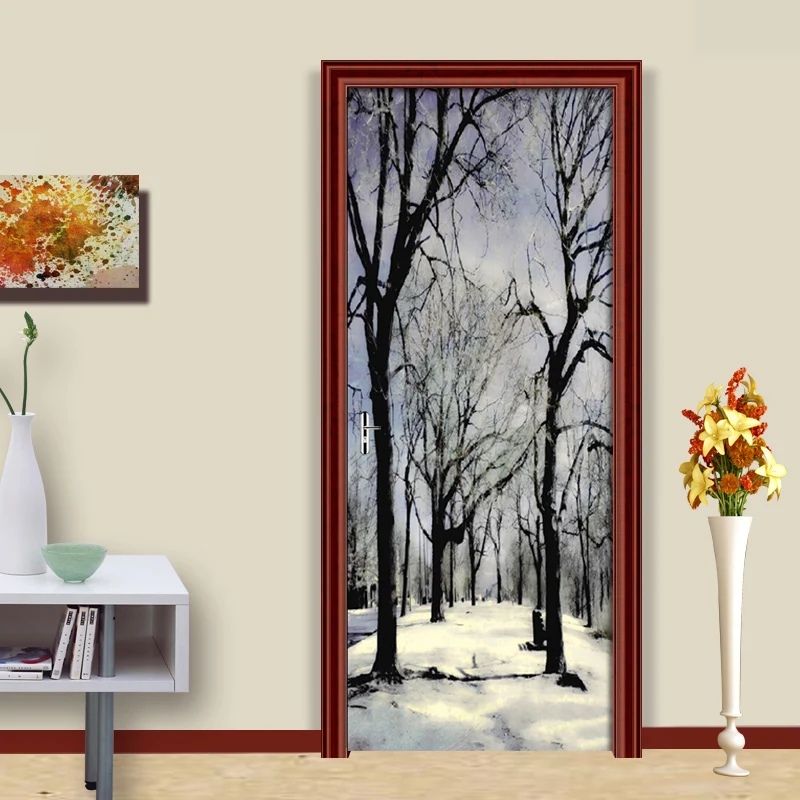 3D наклейка на дверь сделай сам европейские современные обои с ветром и черным