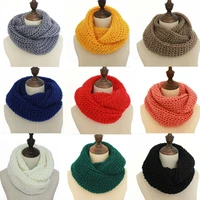 solid knitted snood winter basic infinity scarf ring for women