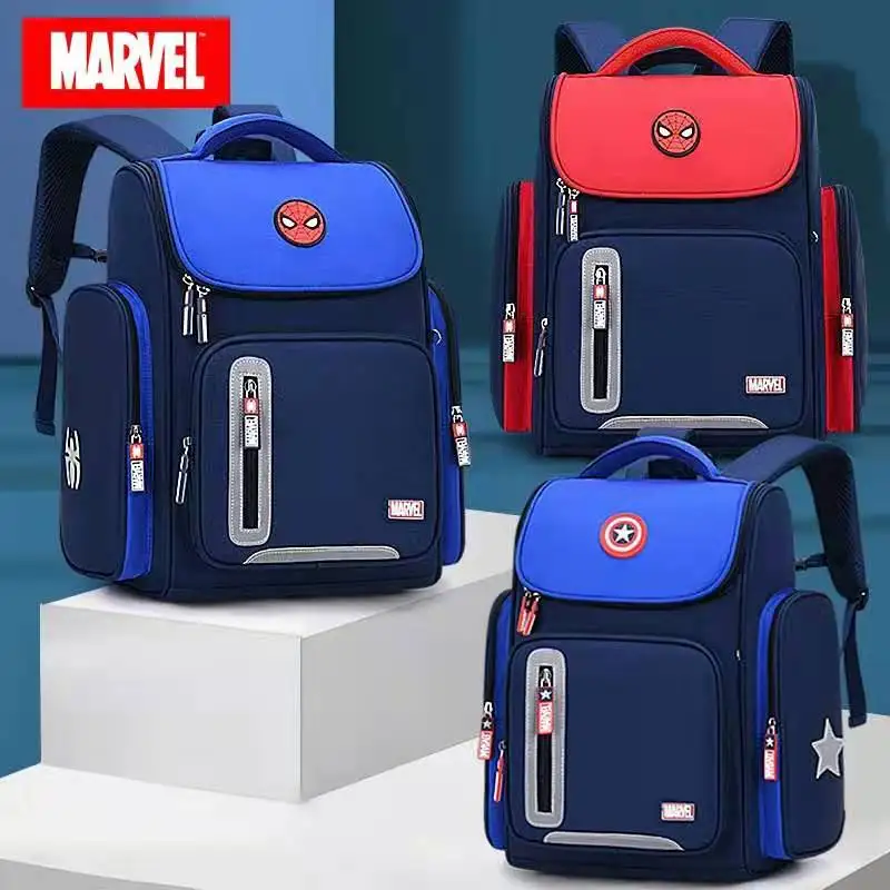 Disney New School Bags For Boy Primary Student Shoulder Backpack Orthopedic Captain America Spider Iron Man Kids Gift Mochilas