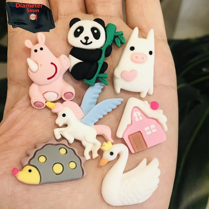 

7PCS Resin Cute Cartoon Fridge Magnetic Sticker Kawaii Panda House Hippo Hedgehog Swan Unicorn Refrigerator Magnet Party Gift