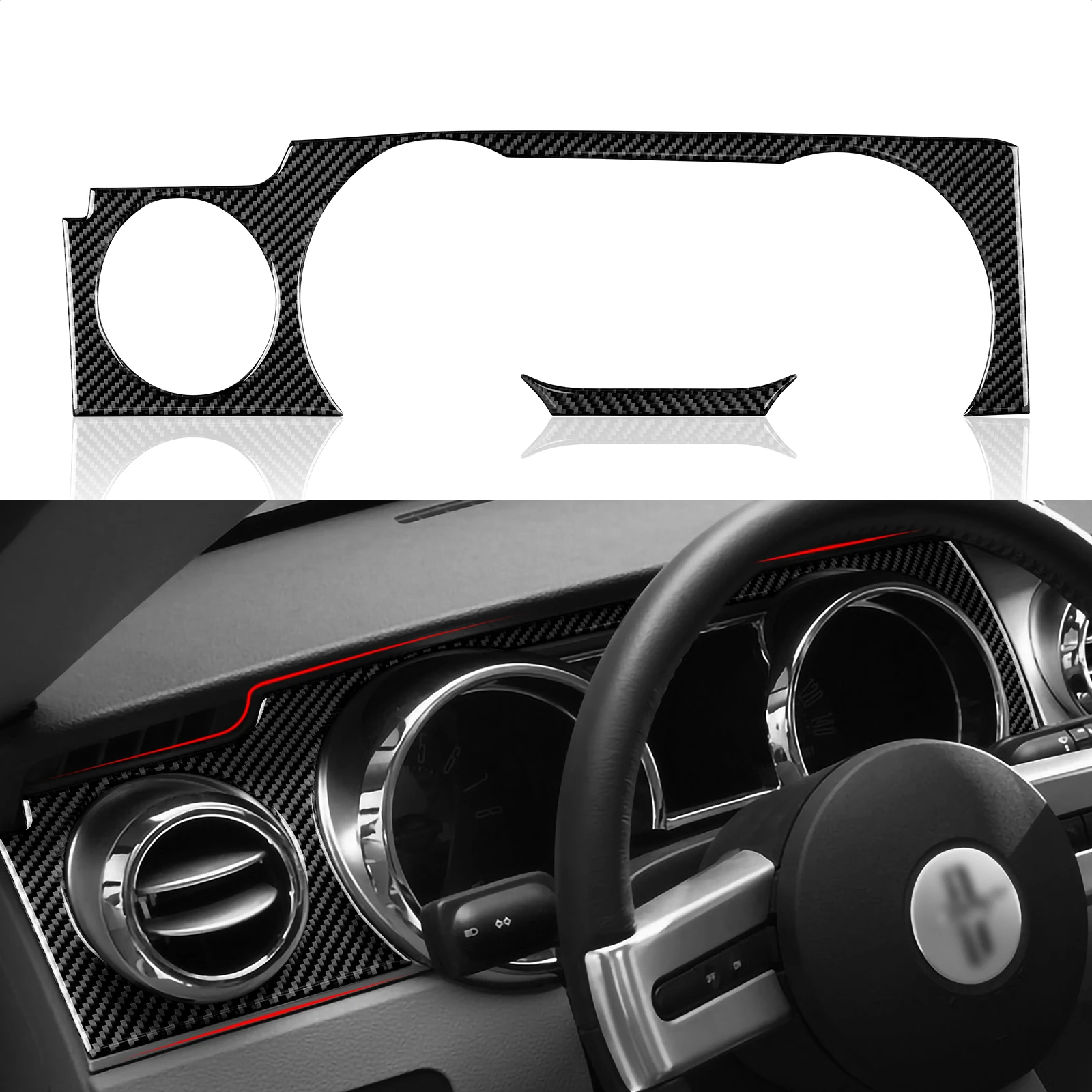 

Наклейка из углеродного волокна, Автомобильный спидометр, объемная панель, внутренняя Обложка, отделка для Ford Mustang GT 2005-2009 S197, аксессуары