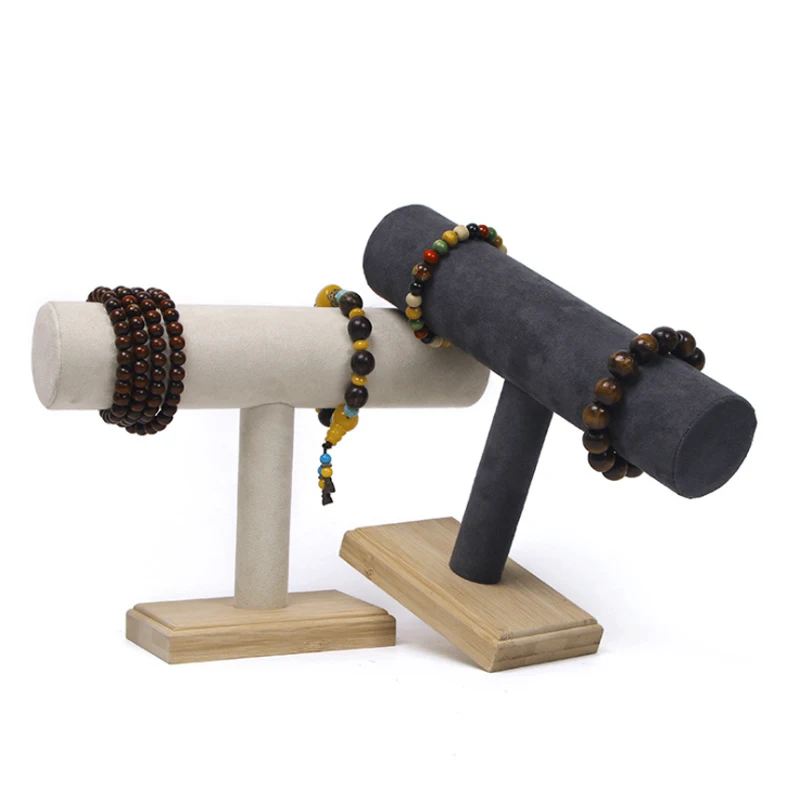 Новый бамбуковый держатель T-Bar для браслетов часов ожерелий ювелирных изделий