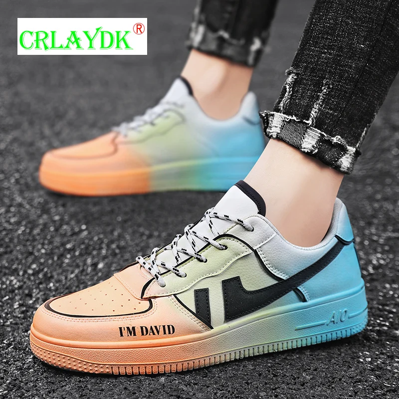 

CRLAYDK Fashion Men Sneakers Casual Graffiti Fluorescent Street Style Young Boys Shoes Leather Height Lace-up Sapatas Masculinos