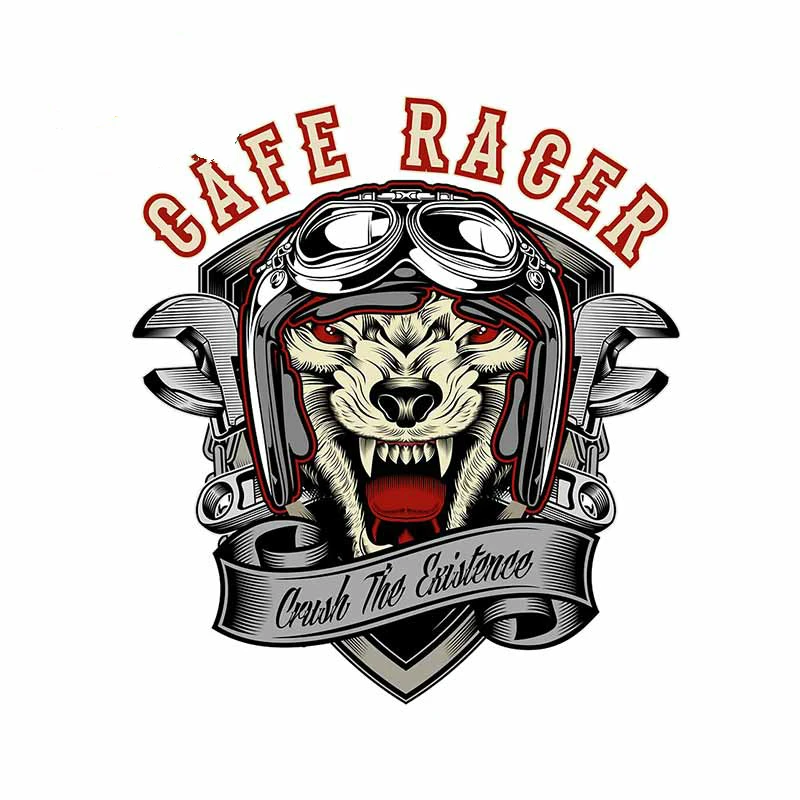 

Car Sticker Cafe Race Wolf Cartoon Waterproof Personality Suitable for Window Covering Scratch Sticker PVC, 13cm * 11.6cm