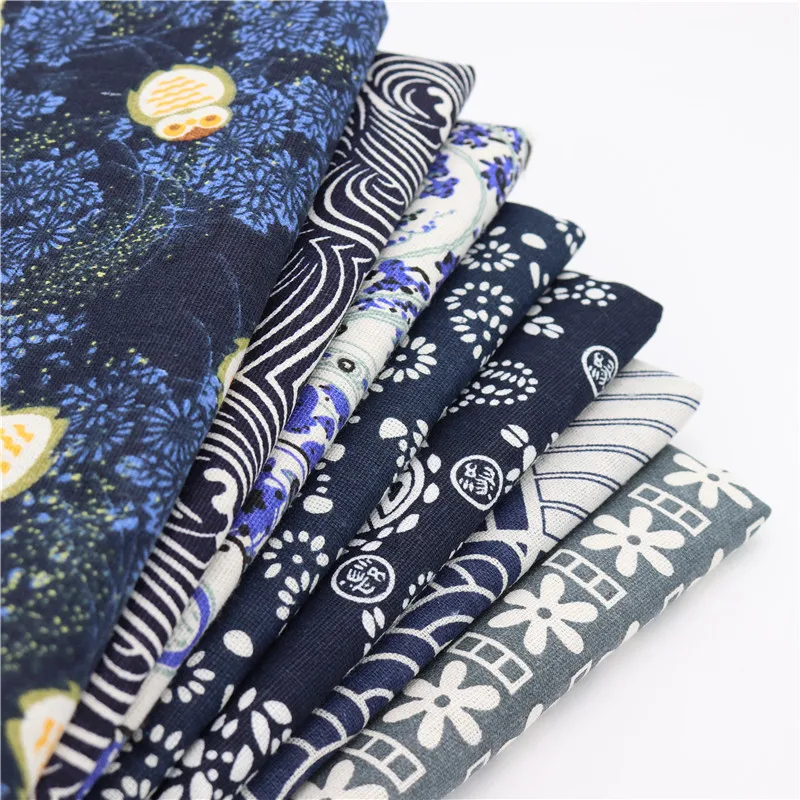 

Linen Cotton Fabric Cloth For Patchwork Quilting Printed Fabrics DIY Bags Sofa Curtain Table Handmade Sewing Textile Materials
