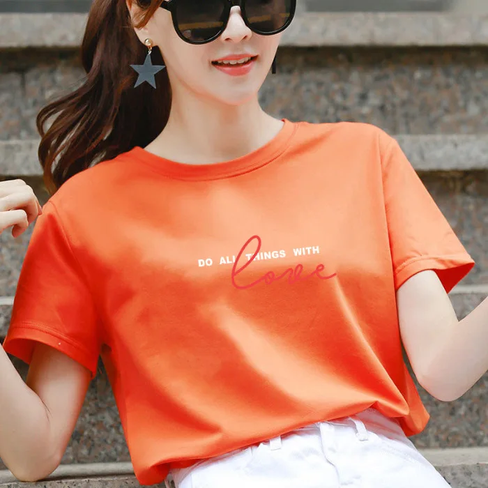 Женская футболка с коротким рукавом ZQLZ Повседневная тонкая хлопковая Футболка