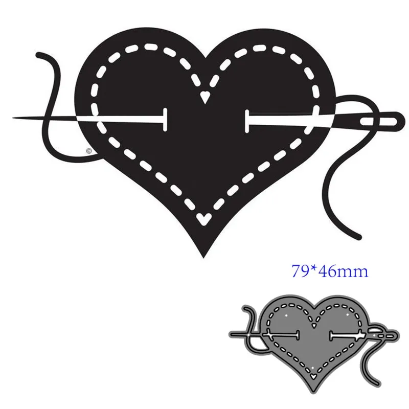 Металлические Вырубные штампы форма игла через сердце украшение для