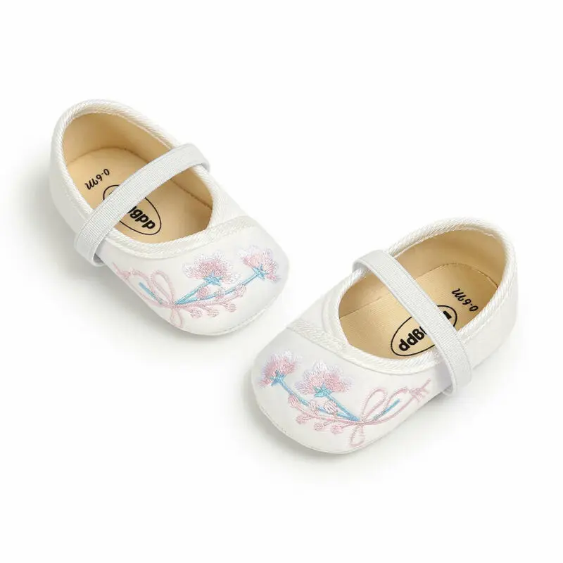 Обувь для маленьких девочек обувь с вышивкой на мягкой подошве нескользящая