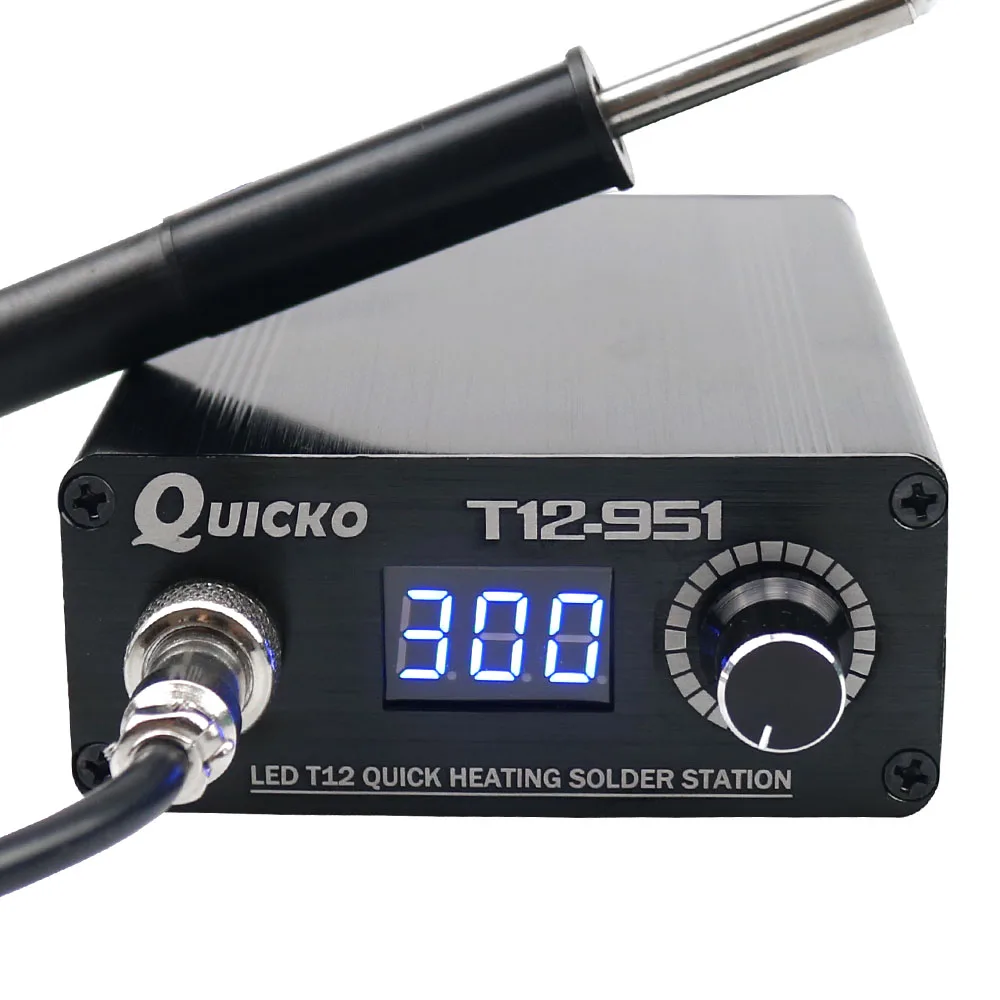 Паяльная станция, цифровой контроллер LED T12-951, электронный паяльник с P9 пластиковой ручкой и железными наконечниками без кабеля питания - изображение