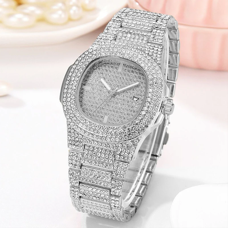 Хип хоп ледяной Techno Pave Watch и 8 &quot16&quot 18 &quot20&quot 24 &quotкубинский браслет цепочка с