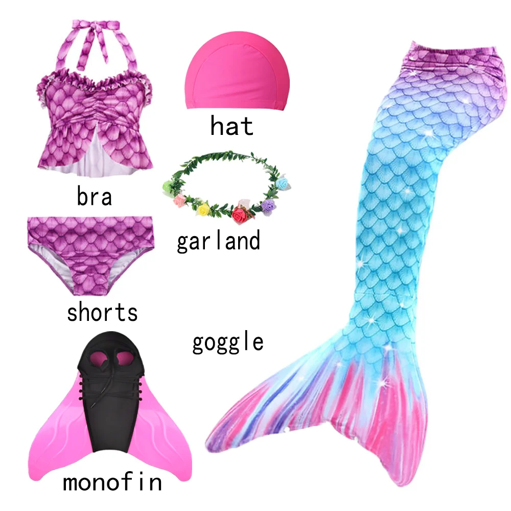 Купальник бикини для девочек купальный костюм с ангелом хвостом русалки морской