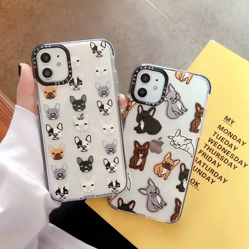 

Cartoon illustration Bulldog family cute Phone case For iPhone 11Pro MAX X XR case silicone cover for coque iPhone 7 8 Plus Case