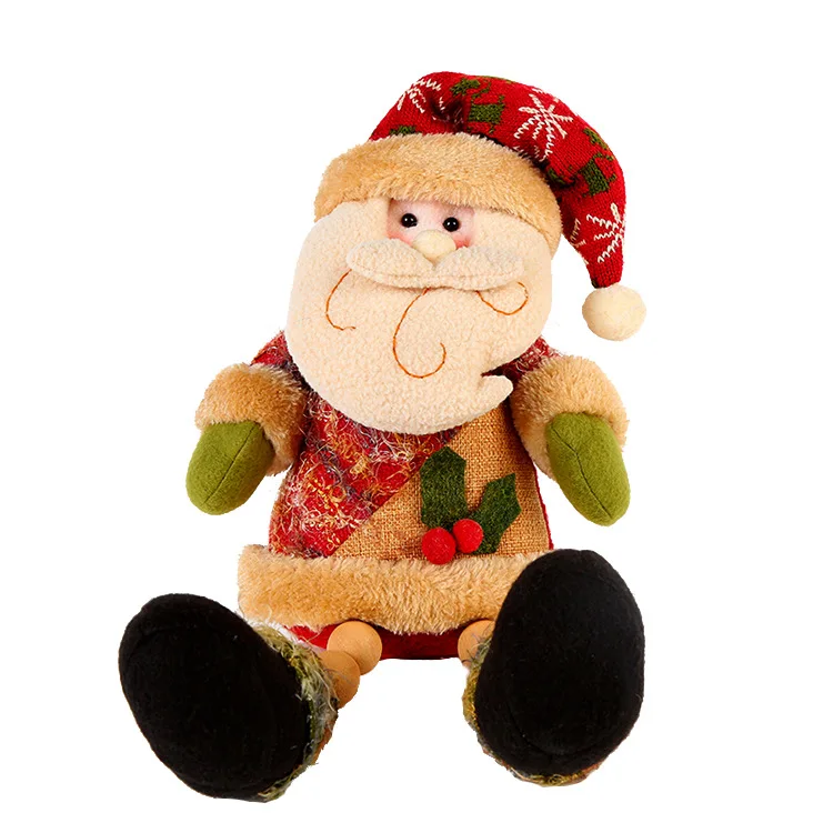 

Christmas Decoration Ornaments Santa Claus Snowman Elk Doll Christmas Gift Wooden Beaded Leg Fabric Toy Desktop Decoration