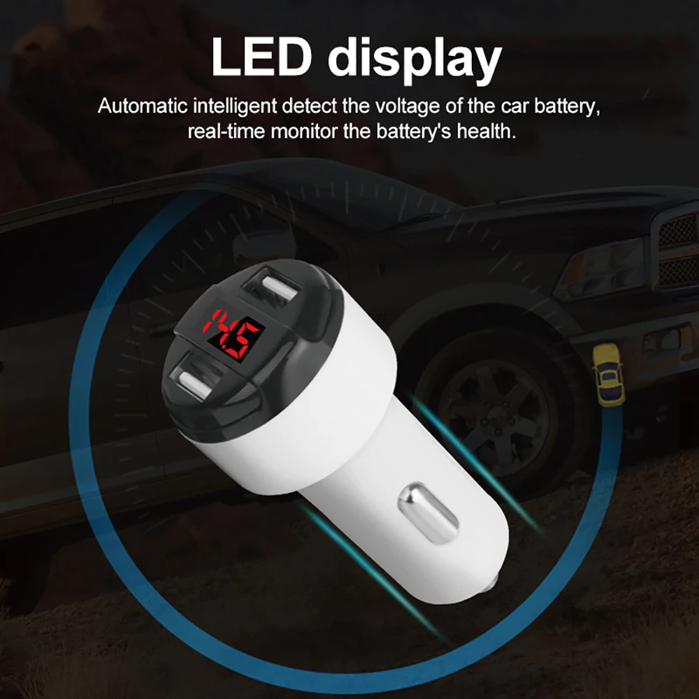 VicTsing 2.4A Мини Автомобильное зарядное устройство двойной USB светодиодный дисплей